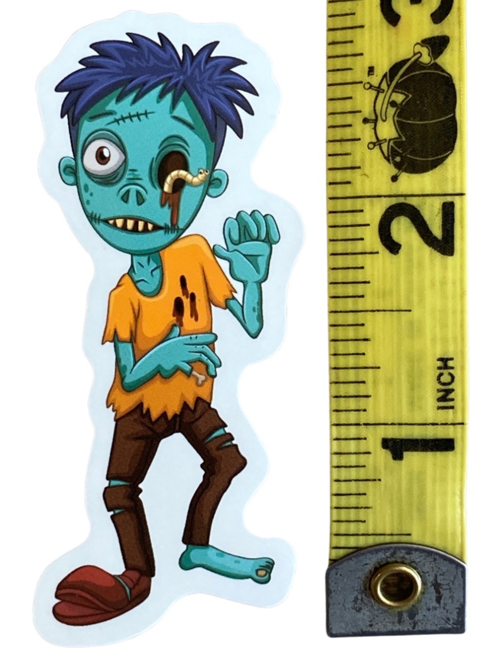 Blue Zombie Character Sticker - Orange Shirt Kids Decor